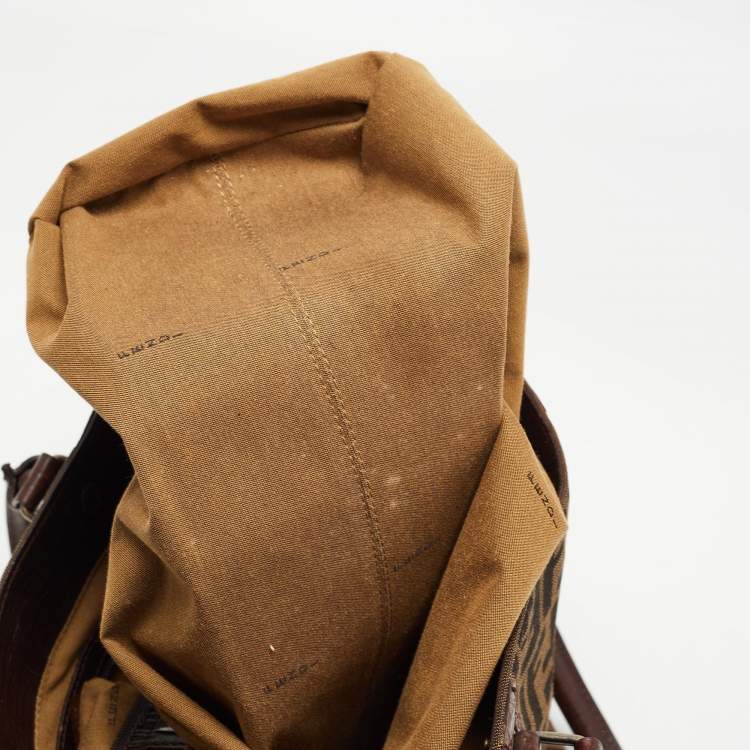 Pre Owned Fendi Tobacco Zucca Canvas and Leather Chef De Jour Bag