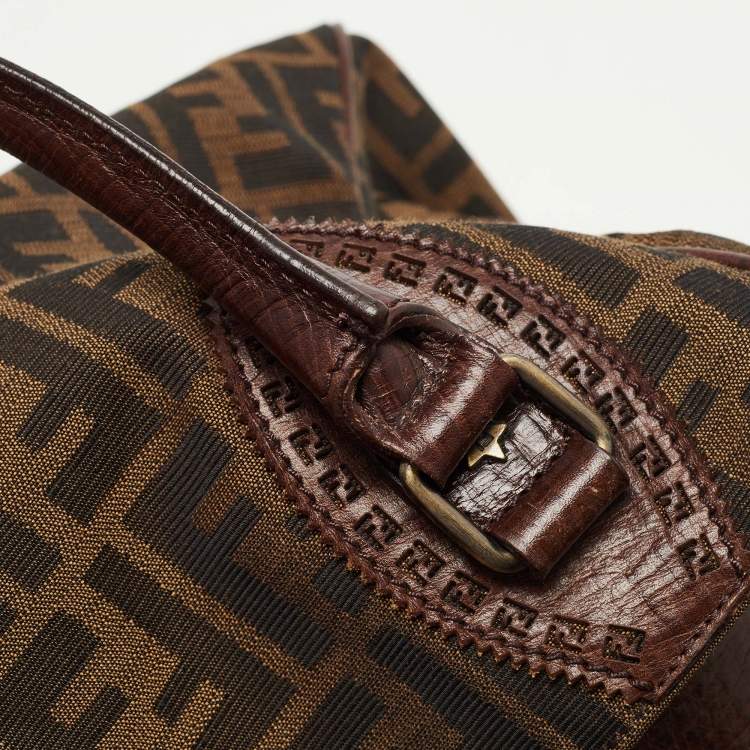 Pre Owned Fendi Tobacco Zucca Canvas and Leather Chef De Jour Bag