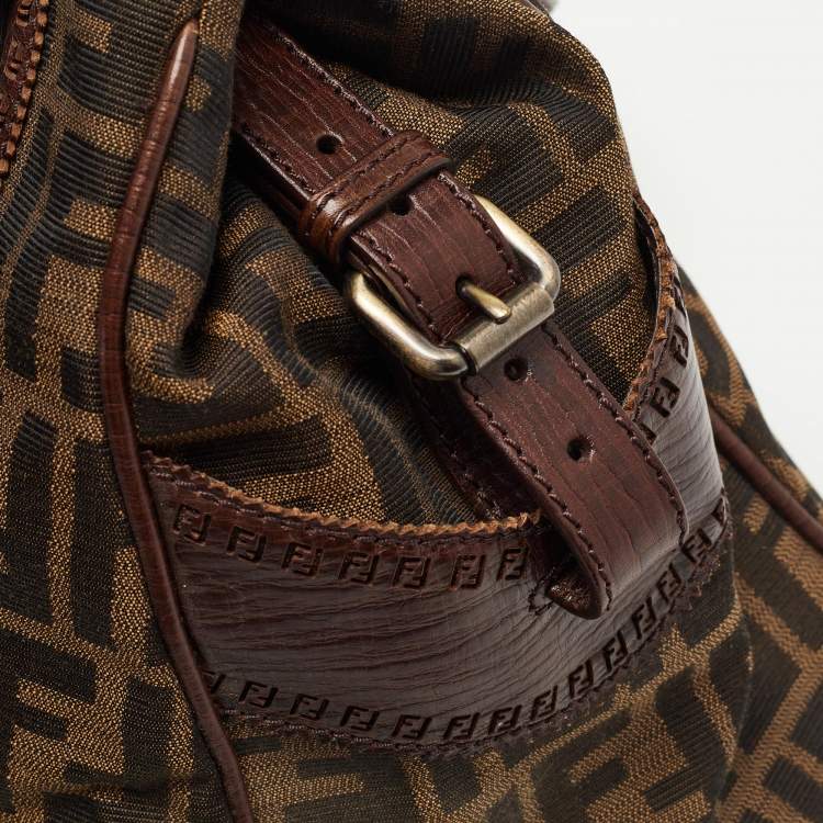 Pre Owned Fendi Tobacco Zucca Canvas and Leather Chef De Jour Bag