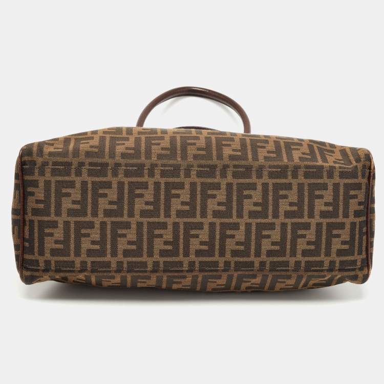 Pre Owned Fendi Tobacco Zucca Canvas and Leather Chef De Jour Bag