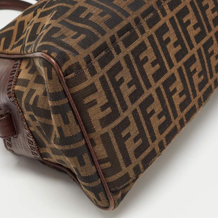 Pre Owned Fendi Tobacco Zucca Canvas and Leather Chef De Jour Bag