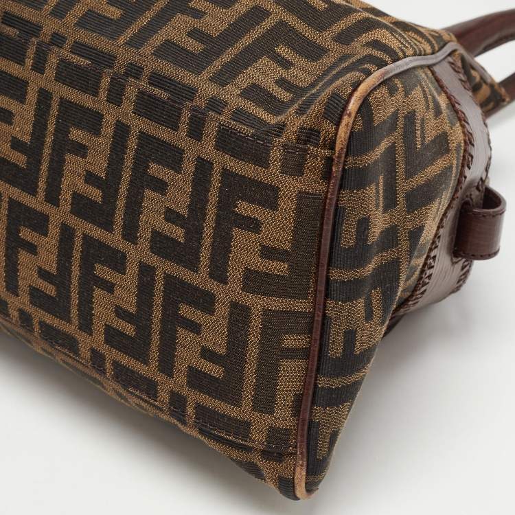 Pre Owned Fendi Tobacco Zucca Canvas and Leather Chef De Jour Bag
