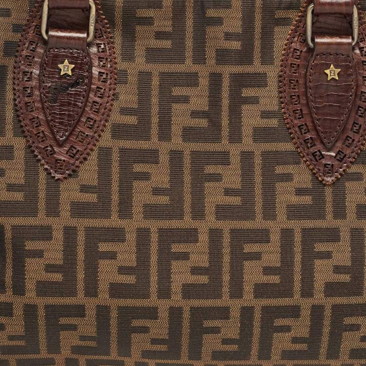 Pre Owned Fendi Tobacco Zucca Canvas and Leather Chef De Jour Bag