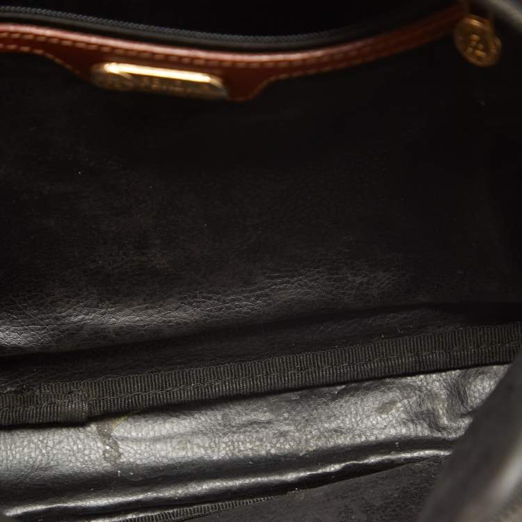 Pre Owned Fendi Brown Pequin Stripe Coated Canvas and Leather Crossbody Bag
