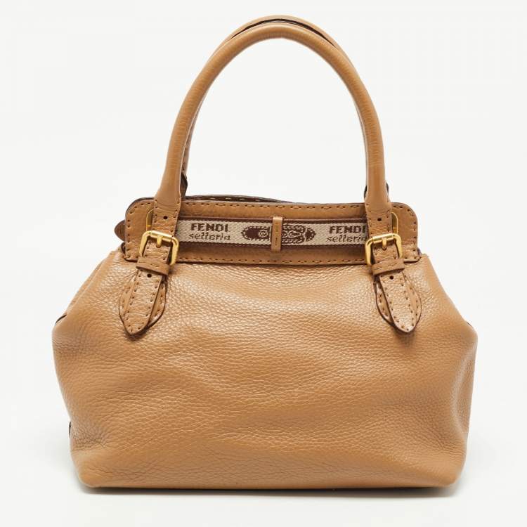 Pre Owned Fendi Brown Selleria Leather Villa Borghese Tote
