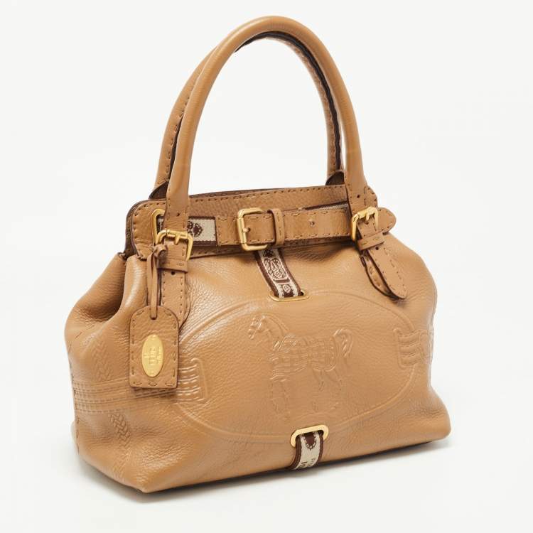 Pre Owned Fendi Brown Selleria Leather Villa Borghese Tote