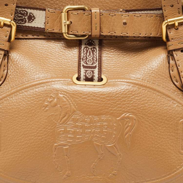 Pre Owned Fendi Brown Selleria Leather Villa Borghese Tote