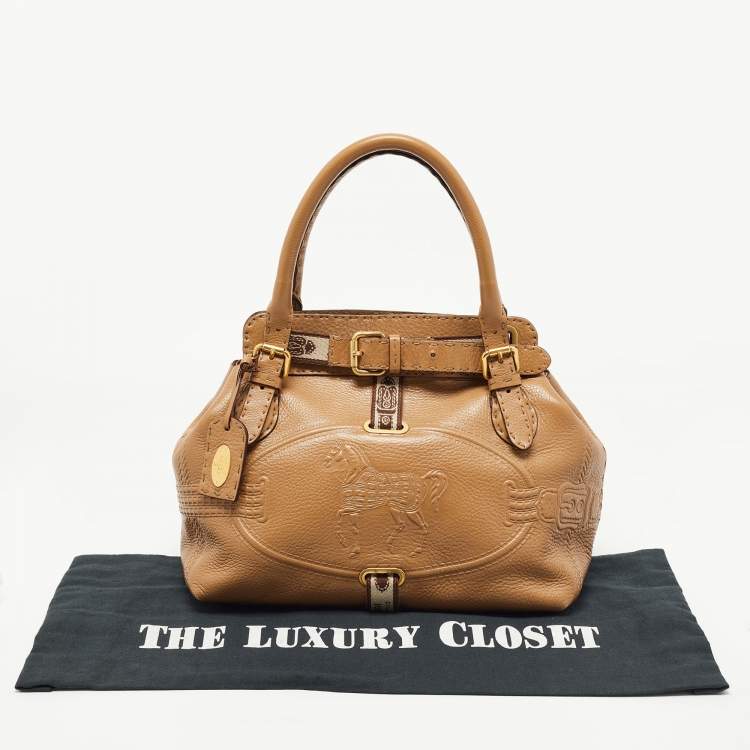 Pre Owned Fendi Brown Selleria Leather Villa Borghese Tote