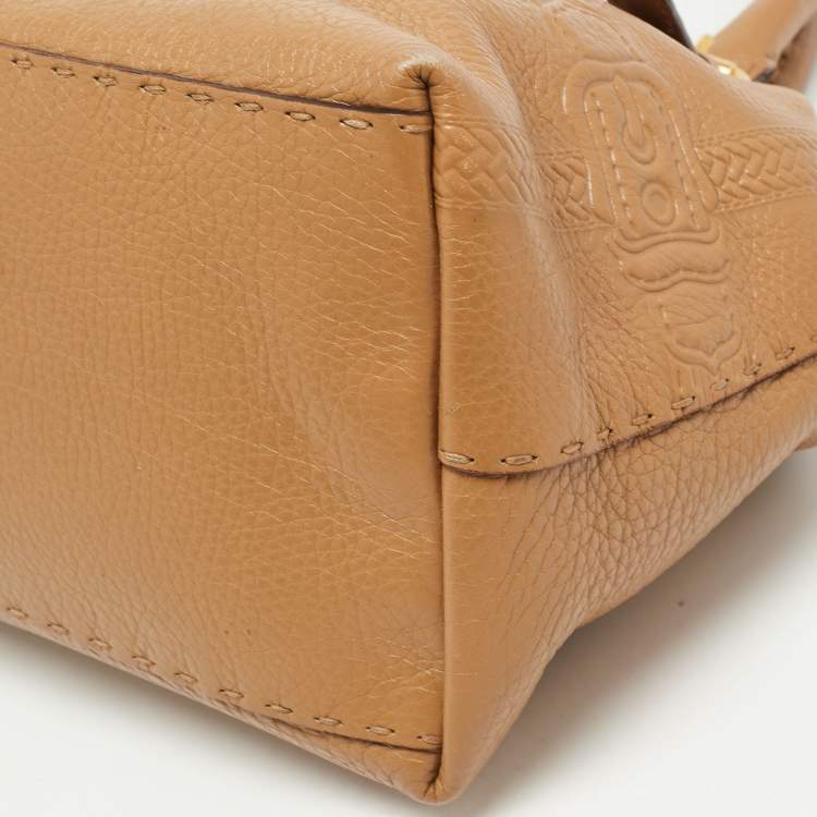 Pre Owned Fendi Brown Selleria Leather Villa Borghese Tote
