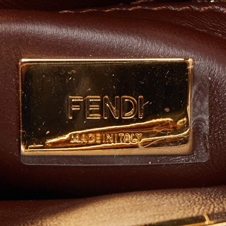 Pre Owned Fendi Brown Lizard Mini Peekaboo Top Handle Bag