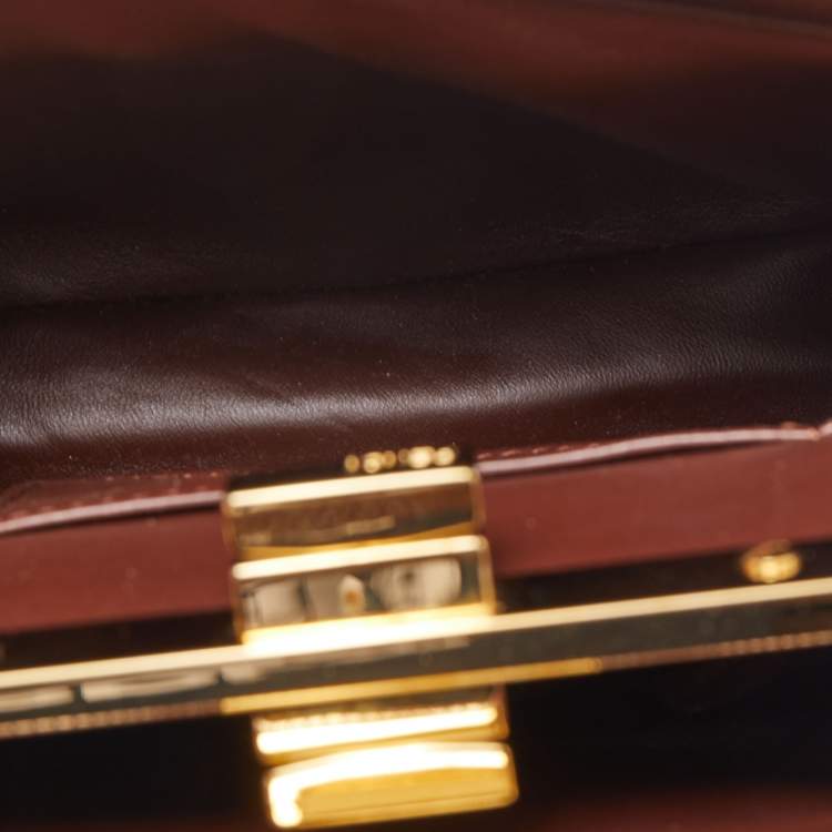 Pre Owned Fendi Brown Lizard Mini Peekaboo Top Handle Bag