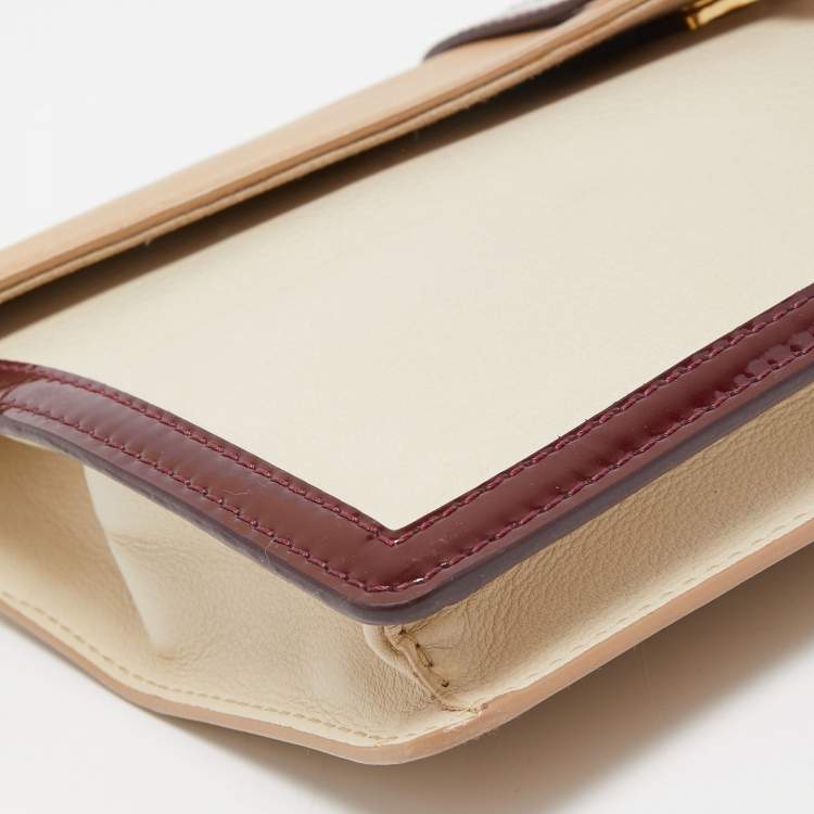 مملوكة مسبقًا Fendi Tricolor Leather and Patent Leather Trim Fendista Envelope Clutch