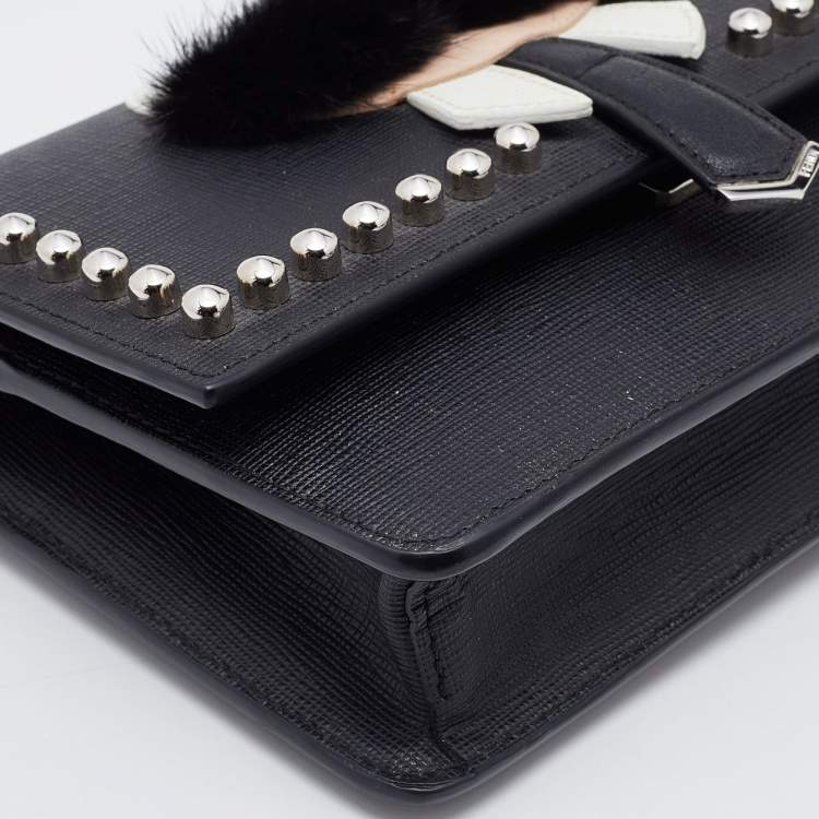 Pre Owned Fendi Black Leather Karlito Wallet on Chain 