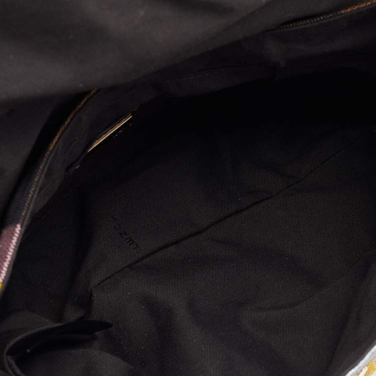 Pre Owned Fendi Multicolor Pequin Canvas and Leather Limited Edition Chef Baguette Bag