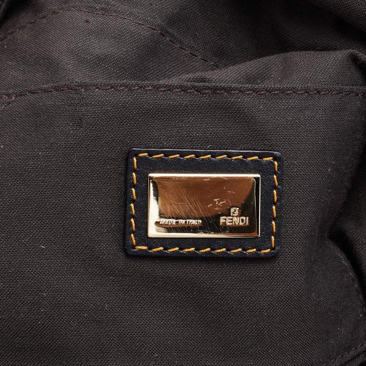 Pre Owned Fendi Multicolor Pequin Canvas and Leather Limited Edition Chef Baguette Bag