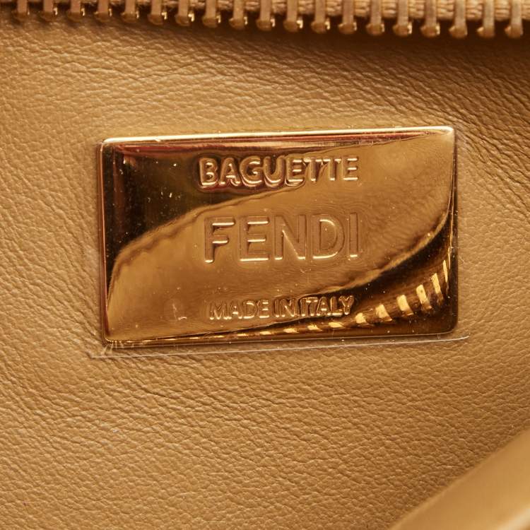 Pre Owned Fendi Brown Shearling and Leather Multi Baguette Shoulder Bag