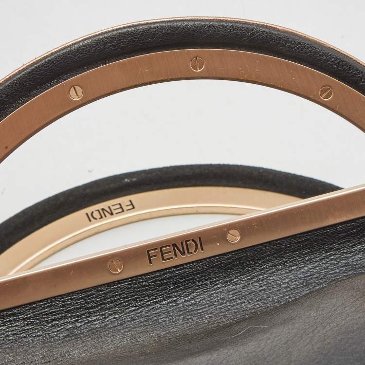 Pre Owned Fendi Black Leather Cut Out Handle Clutch Bag