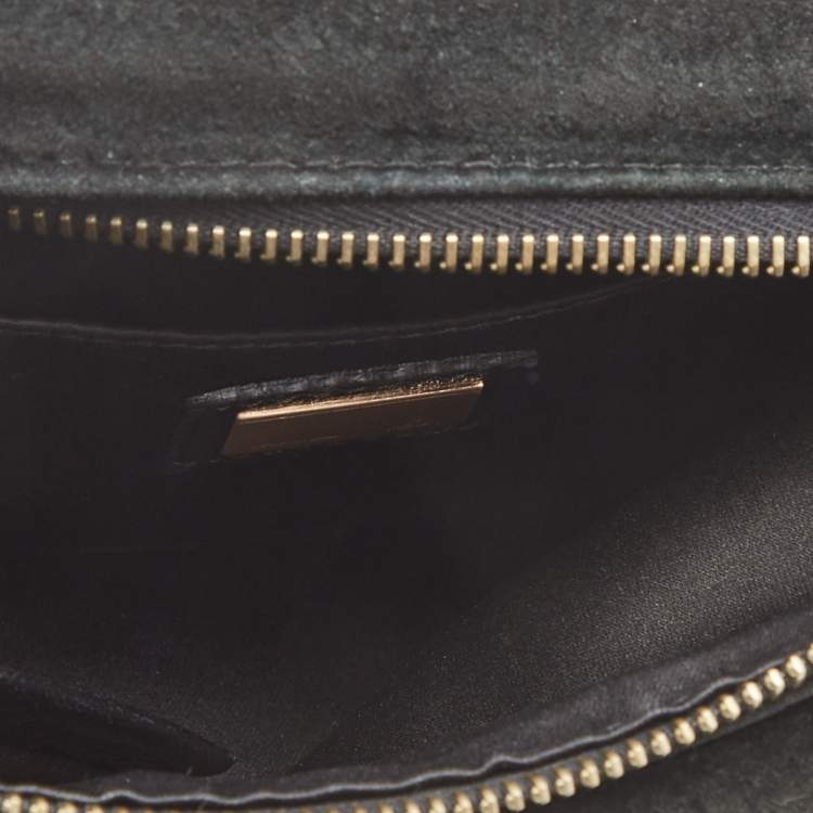 Pre Owned Fendi Black Leather Cut Out Handle Clutch Bag