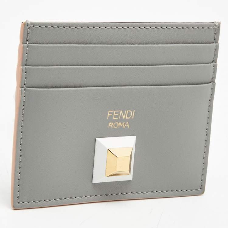 Pre Owned Fendi Multicolor Leather Rainbow Stud Card Holder