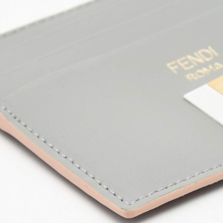 Pre Owned Fendi Multicolor Leather Rainbow Stud Card Holder