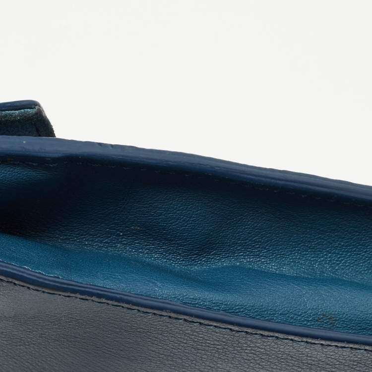 Pre Owned Fendi Dark Blue/Tobacco Pequin Canvas and Leather Bustina Clutch
