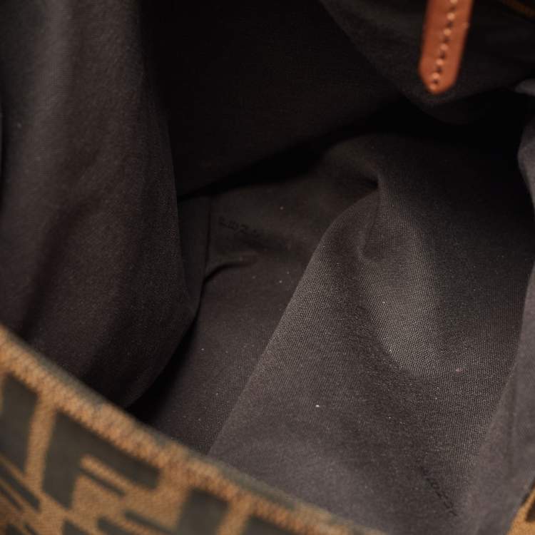 Pre Owned Fendi Tobacco Zucca Canvas and Leather Chef Tote