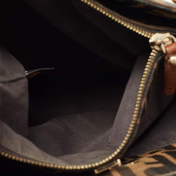 Pre Owned Fendi Tobacco Zucca Canvas and Leather Chef Tote