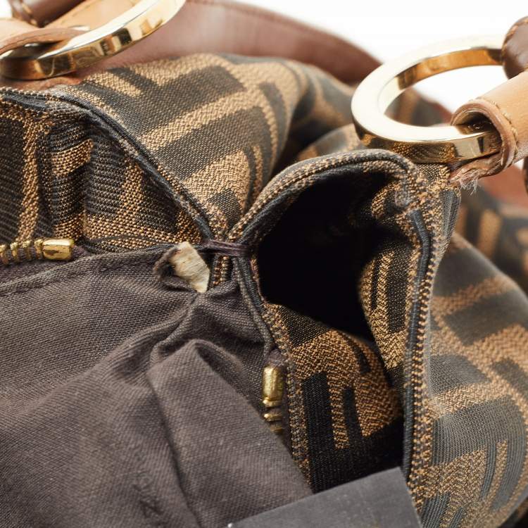 Pre Owned Fendi Tobacco Zucca Canvas and Leather Chef Tote