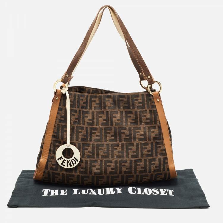 Pre Owned Fendi Tobacco Zucca Canvas and Leather Chef Tote