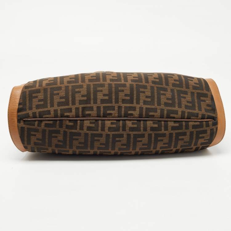 Pre Owned Fendi Tobacco Zucca Canvas and Leather Chef Tote