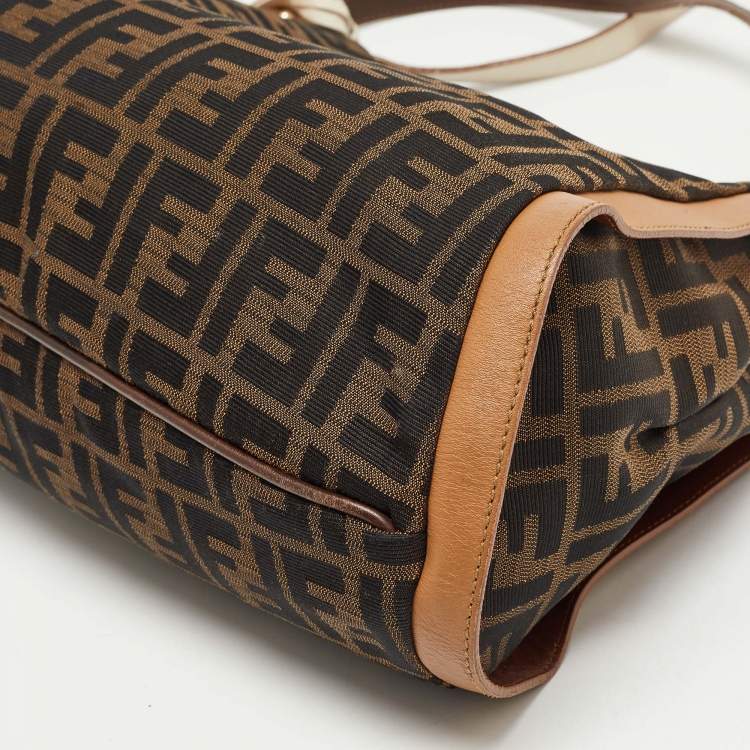 Pre Owned Fendi Tobacco Zucca Canvas and Leather Chef Tote