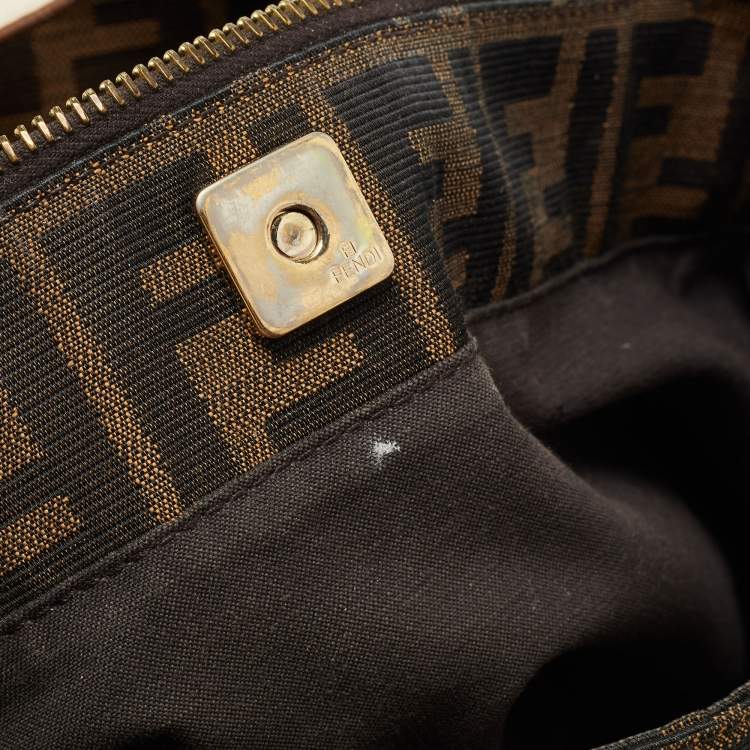 Pre Owned Fendi Tobacco Zucca Canvas and Leather Chef Tote