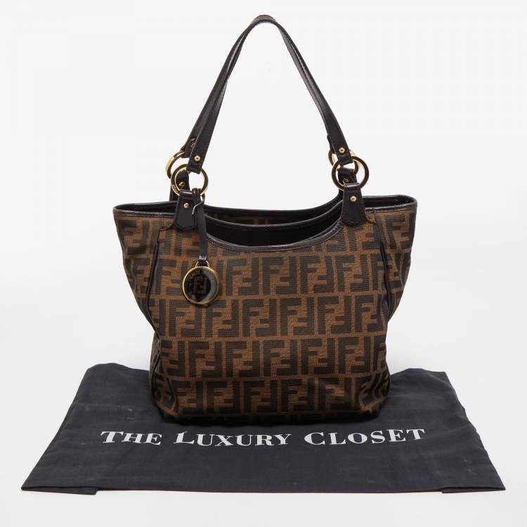 Pre Owned Fendi Tobacco Zucca Canvas and Leather Chef Shopper Tote