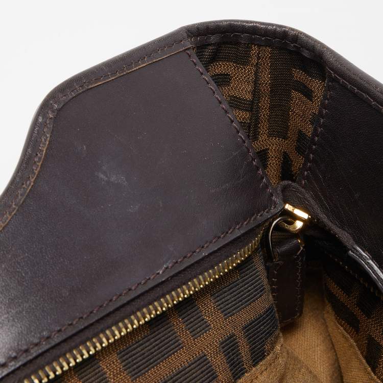 Pre Owned Fendi Tobacco Zucca Canvas and Leather Chef Shopper Tote