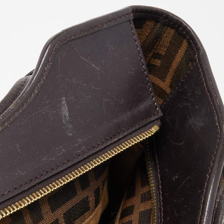 Pre Owned Fendi Tobacco Zucca Canvas and Leather Chef Shopper Tote