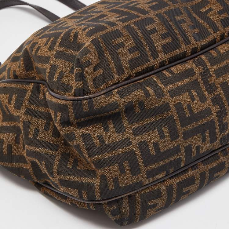 Pre Owned Fendi Tobacco Zucca Canvas and Leather Chef Shopper Tote
