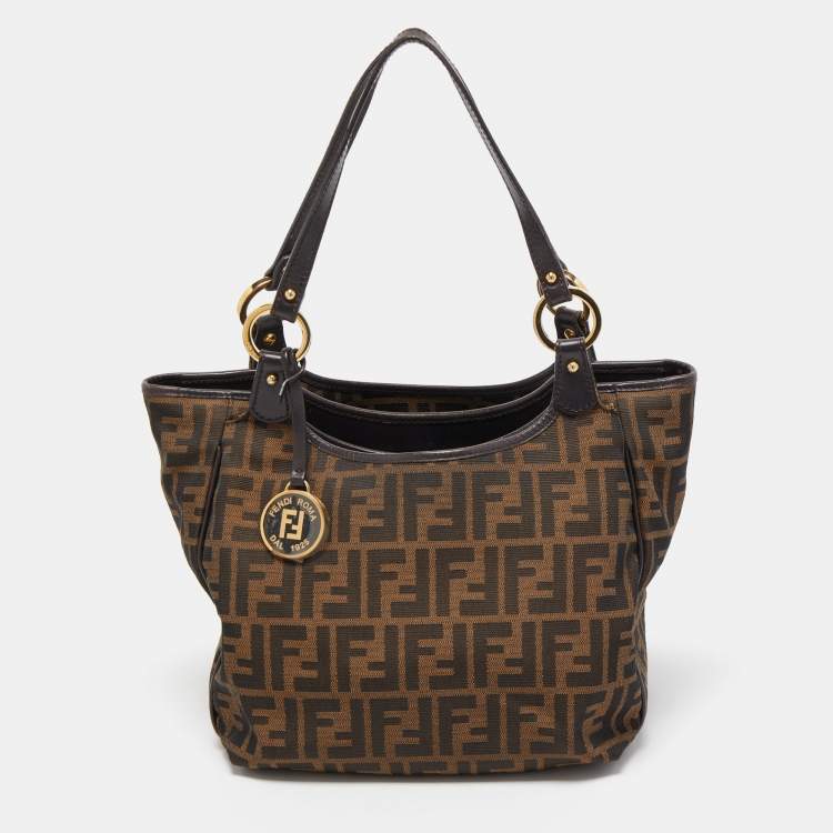 Pre Owned Fendi Tobacco Zucca Canvas and Leather Chef Shopper Tote