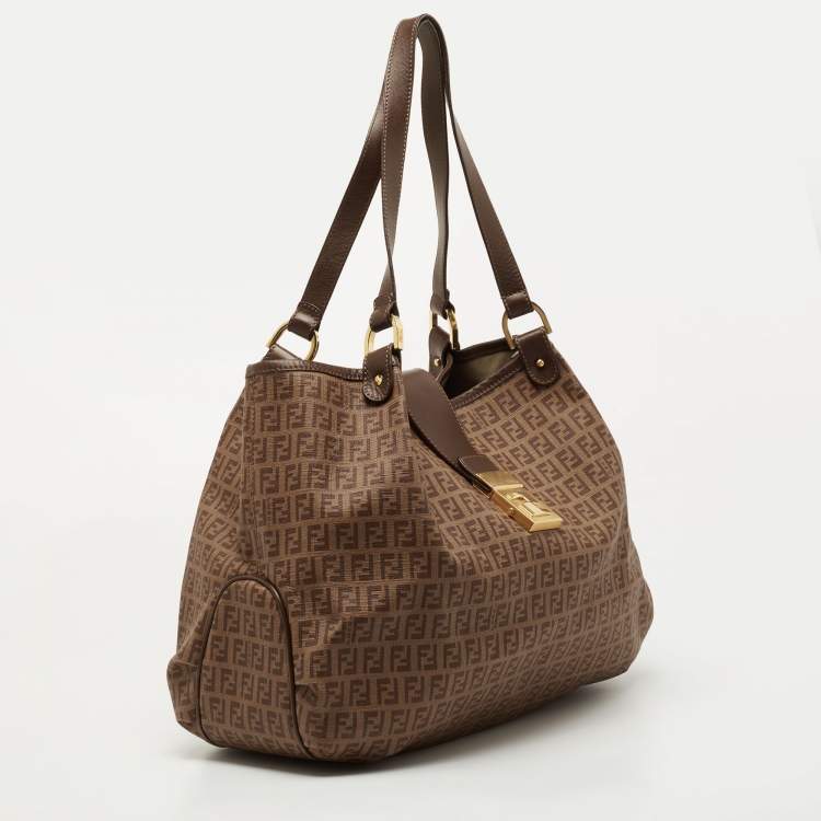 مملوكة مسبقًا Fendi Brown Zucchino Coated Canvas Chiusura Tote