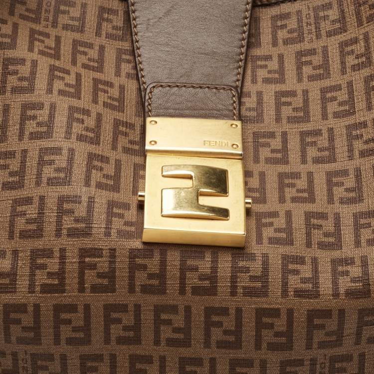 مملوكة مسبقًا Fendi Brown Zucchino Coated Canvas Chiusura Tote