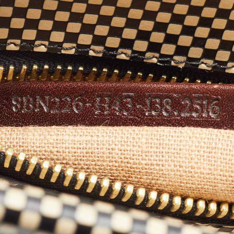 Pre Owned Fendi Printed Canvas and Leather Medium Beads Embroidered Peekaboo Top Handle Bag