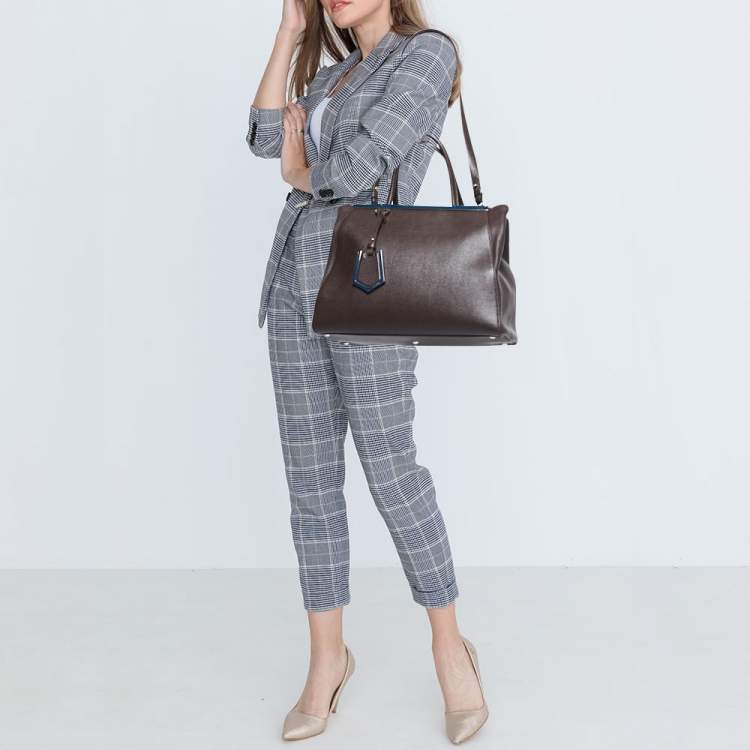 Pre Owned Fendi Brown Leather Medium 2Jours Tote 