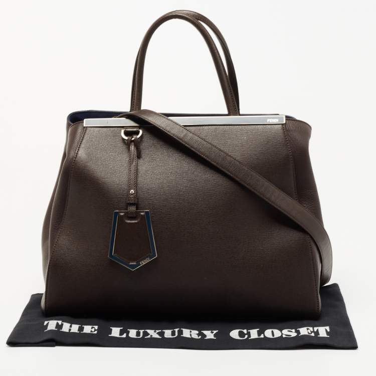 Pre Owned Fendi Brown Leather Medium 2Jours Tote 