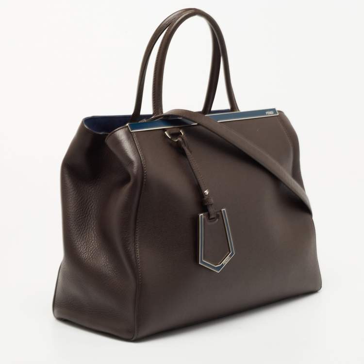 Pre Owned Fendi Brown Leather Medium 2Jours Tote 