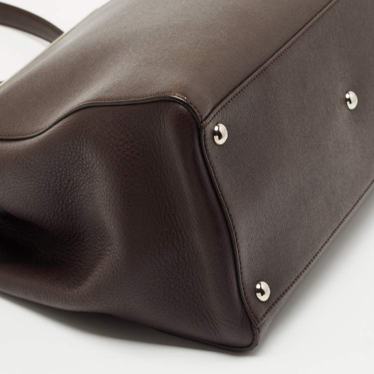 Pre Owned Fendi Brown Leather Medium 2Jours Tote 