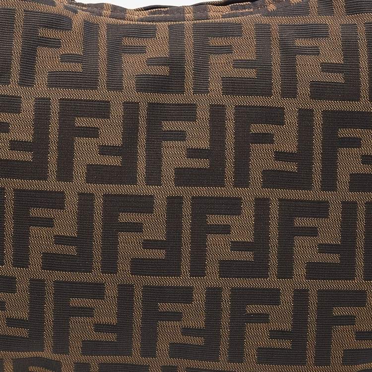 Pre Owned Fendi Tobacco/Pink Zucca Canvas and Leather Medium Chef Hobo