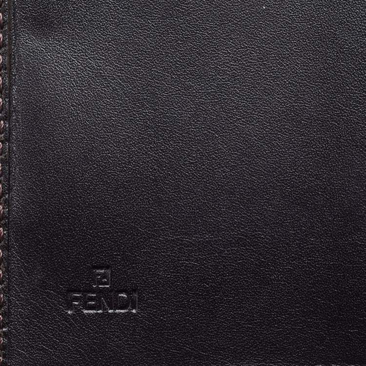 Pre Owned Fendi Tobacco Zucca Canvas and Leather Compact Wallet