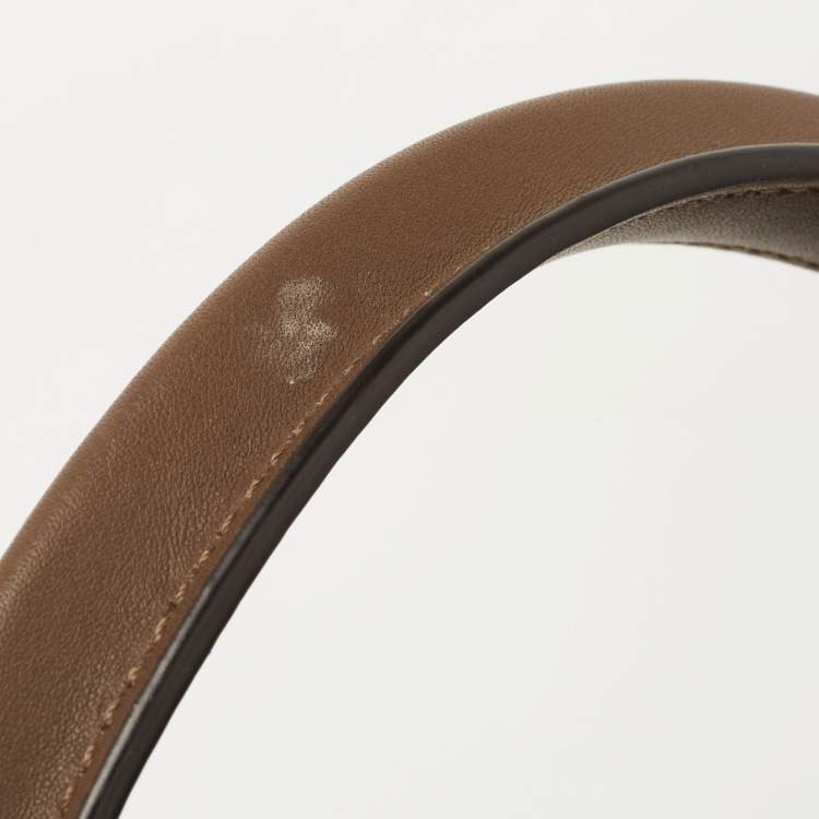 Pre Owned Fendi Dark Brown Leather Medium Peekaboo X Lite Top Handle Bag