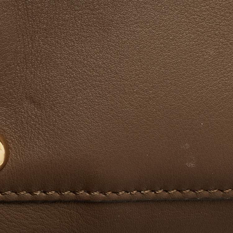 Pre Owned Fendi Dark Brown Leather Medium Peekaboo X Lite Top Handle Bag