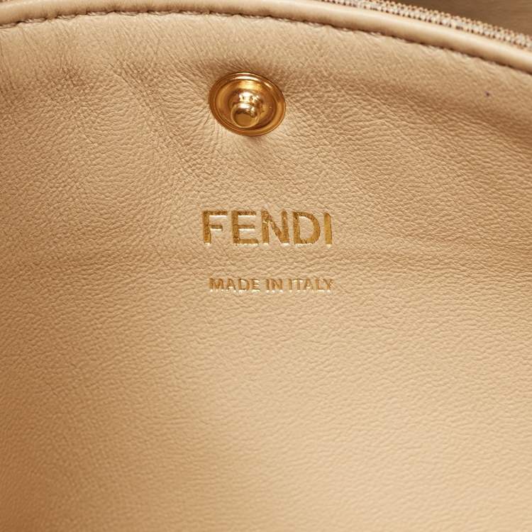 Pre Owned Fendi Dark Brown Leather Medium Peekaboo X Lite Top Handle Bag