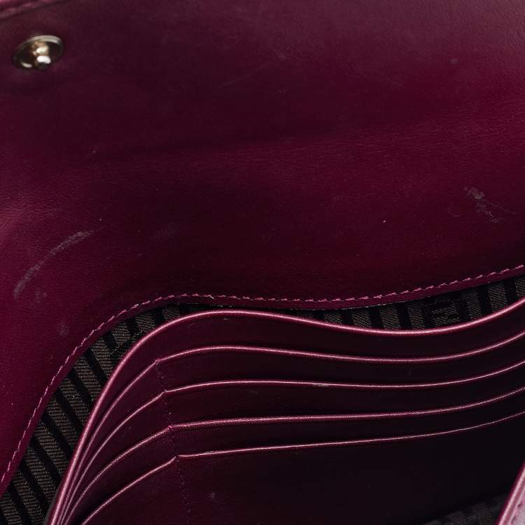 Pre Owned Fendi Burgundy Patent Leather Fendilicious Wallet on Chain